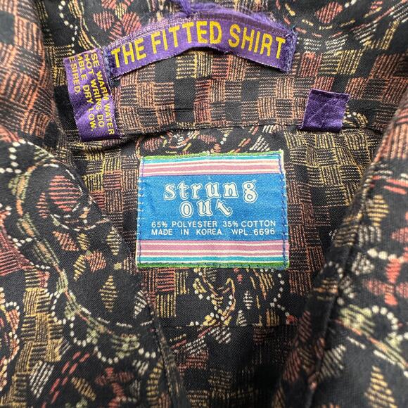 Vintage 70s Strung Out Psychedelic Button Long Sleeve The Fitted Shirt Men Large - Picture 2 of 9